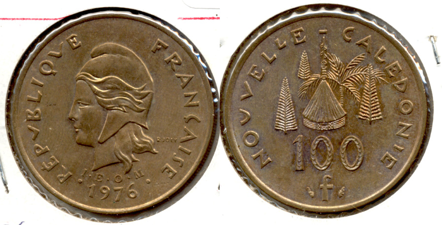 1976 New Caledonia 100 Francs EF-40