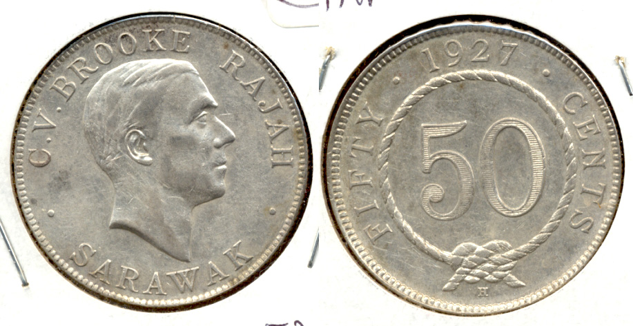1927-H Malaysia Sarawak 50 Cents AU-50