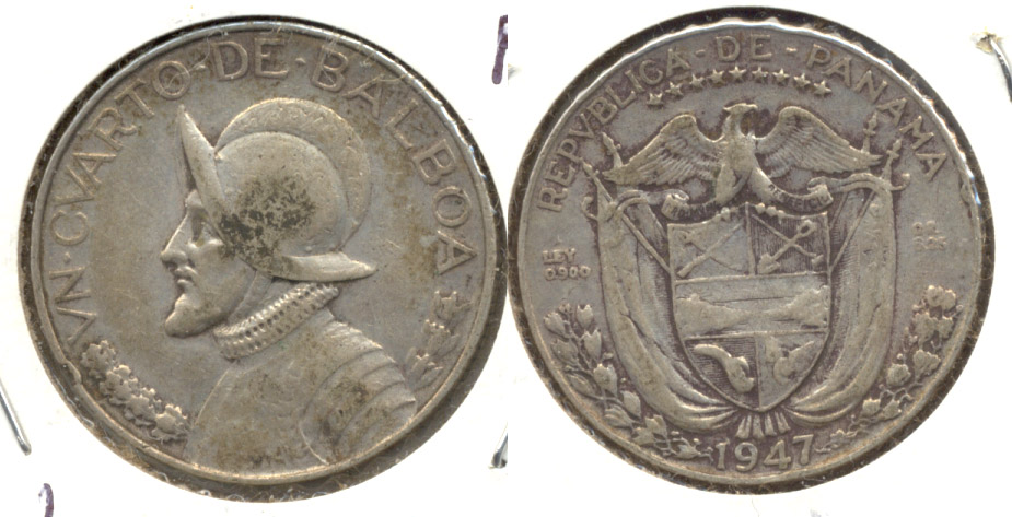 1947 Panama 1/4 Balboa Fine-12