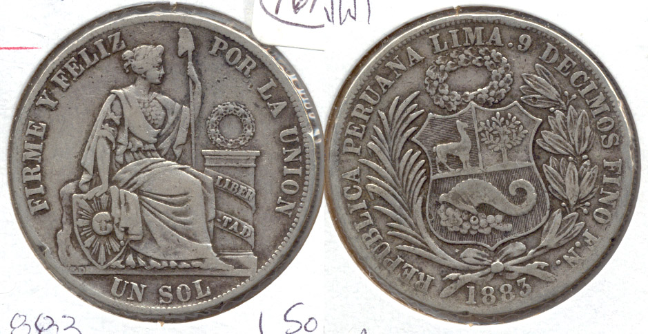 1883 Peru 1 Sol VF-20