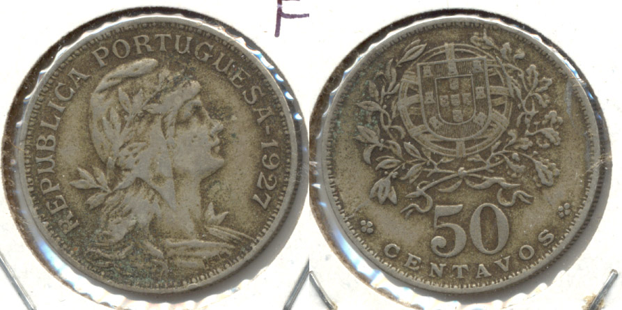 1927 Portugal 50 Centavos Fine-12