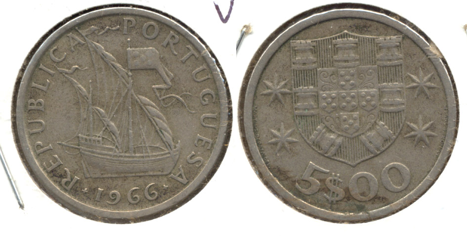 1966 Portugal 5 Escudos VF-20