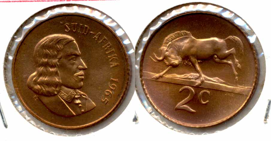 1965 South Africa 2 Cents Afrikaans MS