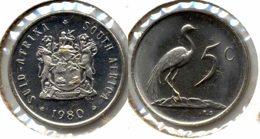 1980 South Africa 5 Cents MS