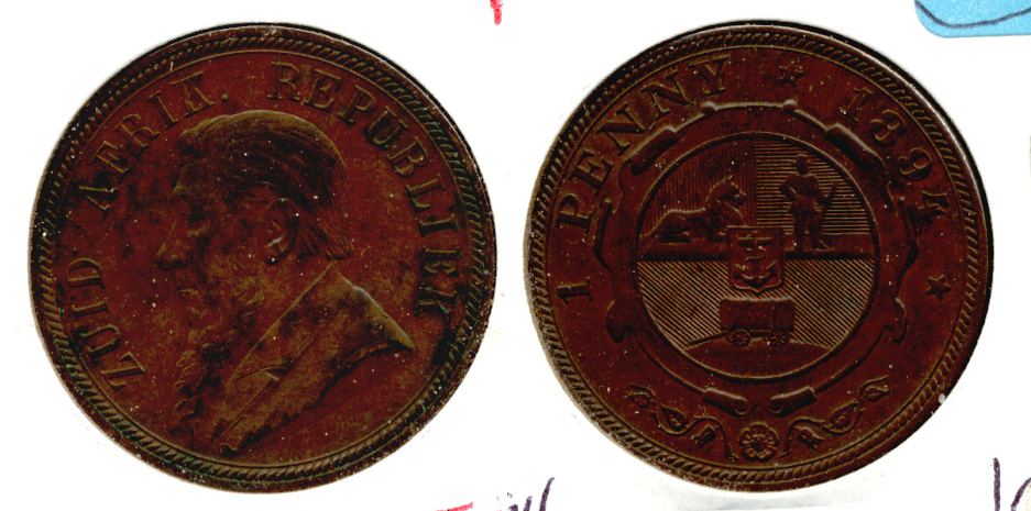 1894 South Africa 1 Penny VF-30