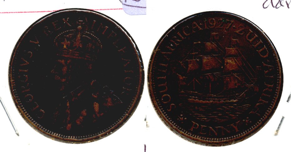 1927 South Africa 1 Penny VF-20