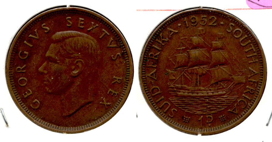 1952 South Africa 1 Penny EF-40