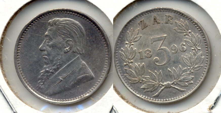 1896 South Africa 3 Pence AU-50