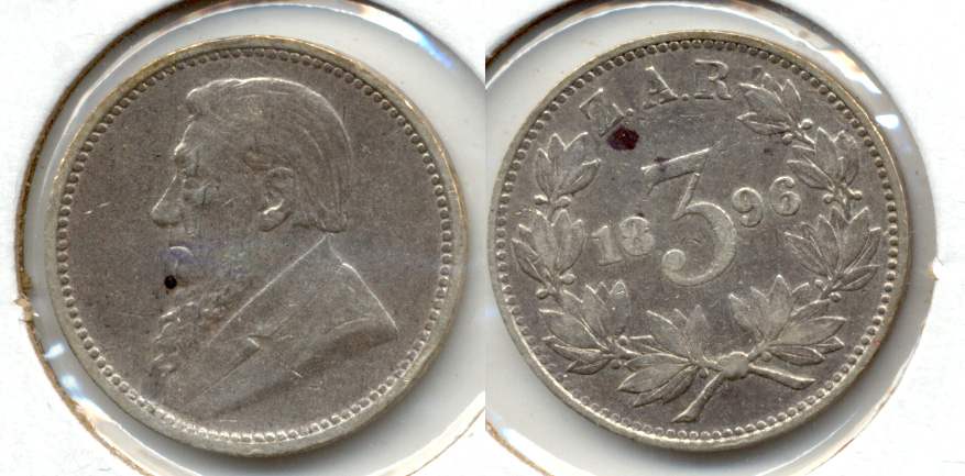 1896 South Africa 3 Pence VF-20