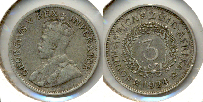 1924 South Africa 3 Pence Fine-15