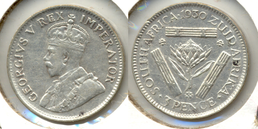 1930 South Africa 3 Pence VF-30