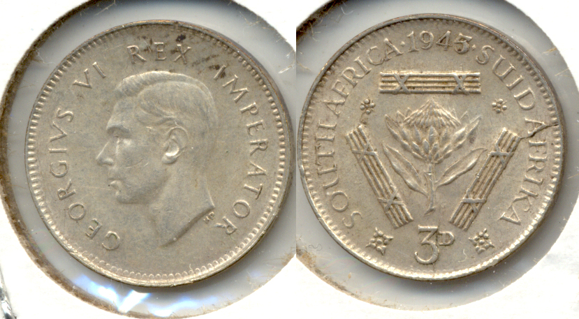 1945 South Africa 3 Pence EF-40