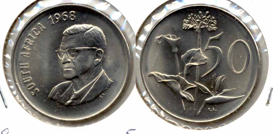 1968 South Africa 50 Cents English MS