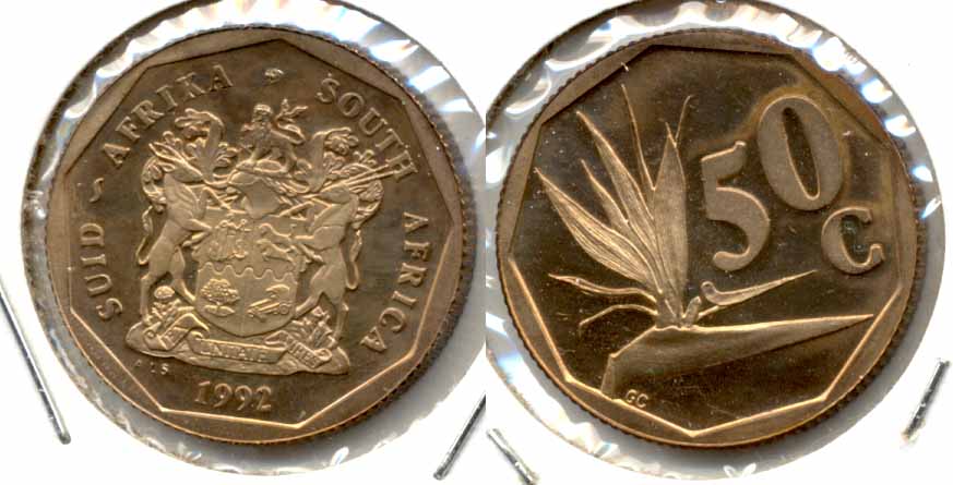 1992 South Africa 50 Cents Proof