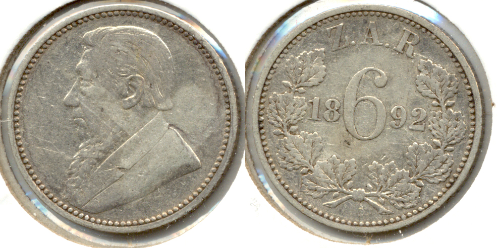 1892 South Africa 6 Pence Fine-15