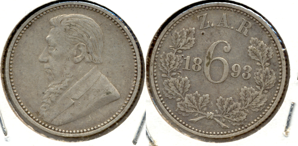1893 South Africa 6 Pence VF-20