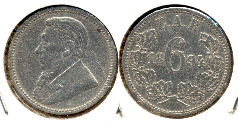 1894 South Africa 6 Pence VF-20