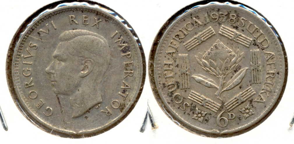 1938 South Africa 6 Pence EF-40