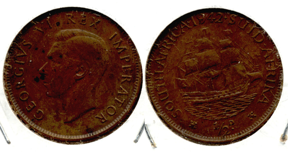 1942 South Africa 1/2 Penny VF-20
