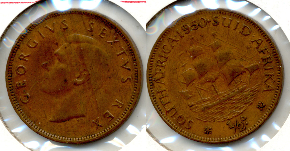 1950 South Africa 1/2 Penny VF-20