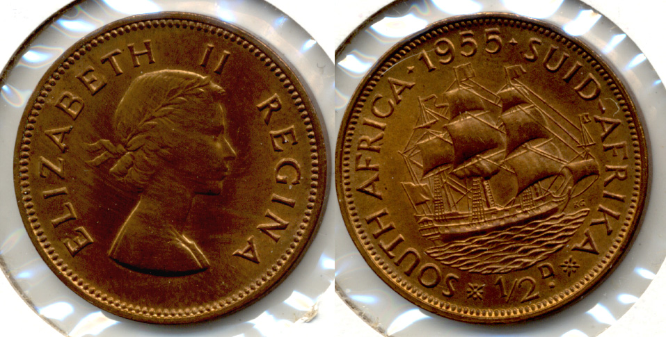 1955 South Africa 1/2 Penny MS-60