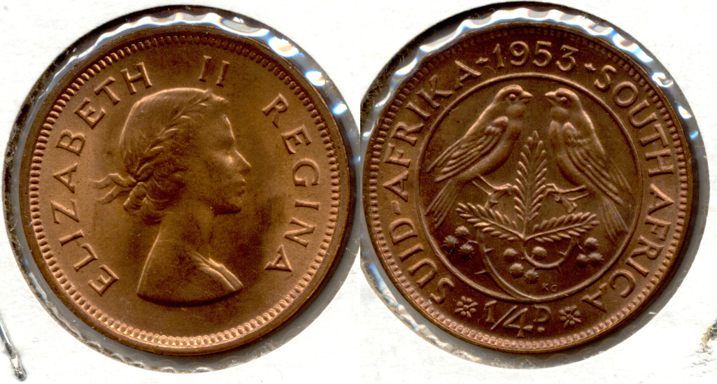 1953 South Africa 1/4 Penny MS-60 a