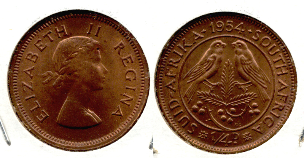 1954 South Africa 1/4 Penny MS-63