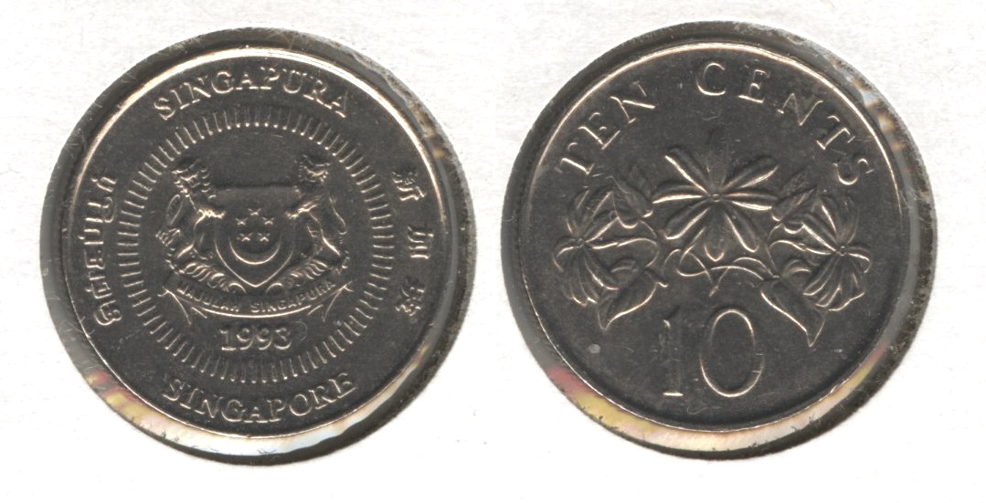 1993 Singapore 10 Cents EF-40