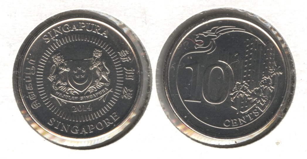 2014 Singapore 10 Cents AU-50