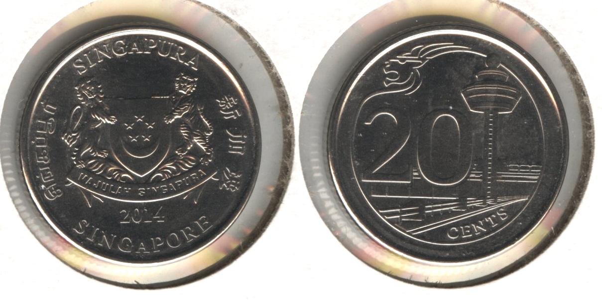 2014 Singapore 20 Cents AU-50