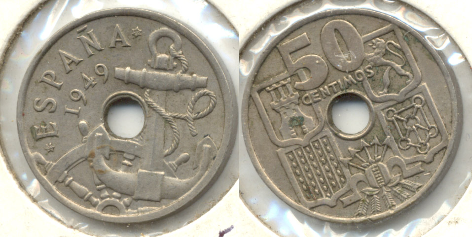 1949 (53) Spain 50 Centimos EF-40