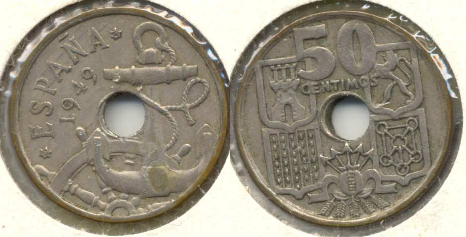 1949 (62) Spain 50 Centimos EF-40