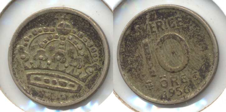 1956 Sweden 10 Ore VF-20