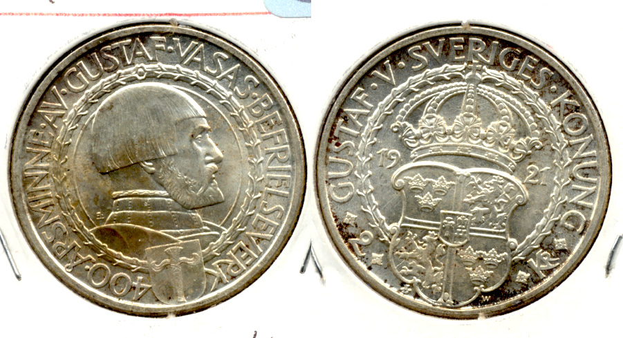 1921 Sweden 2 Kronor MS-60