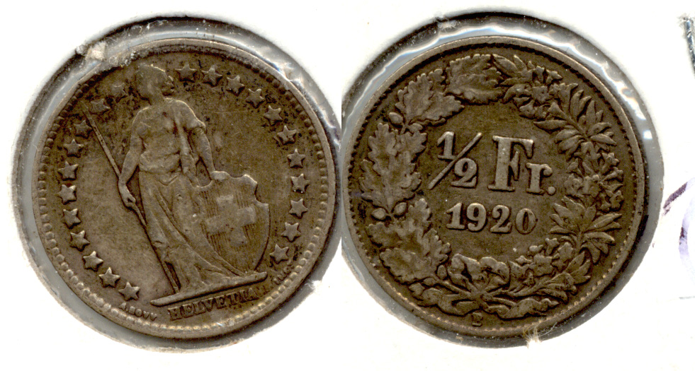 1920-B Switzerland 1/2 Franc Fine-12