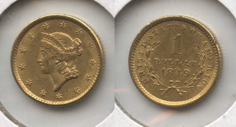 1849 Type 1 Gold Dollar AU-55