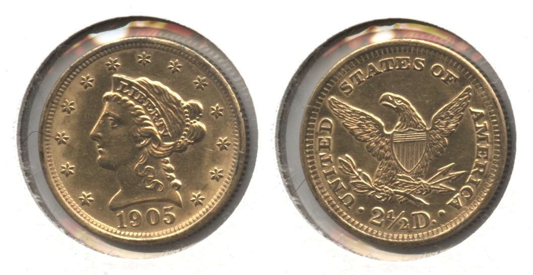 1905 Liberty Head $2.50 Quarter Eagle AU-50 Cleaned