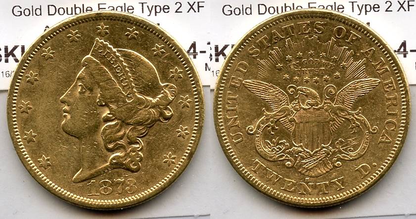 1873-S Closed 3 Liberty Head $20.00 Gold Double Eagle EF-40 #a