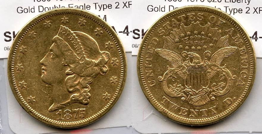 1875-S Liberty Head $20.00 Gold Double Eagle EF-40 #b