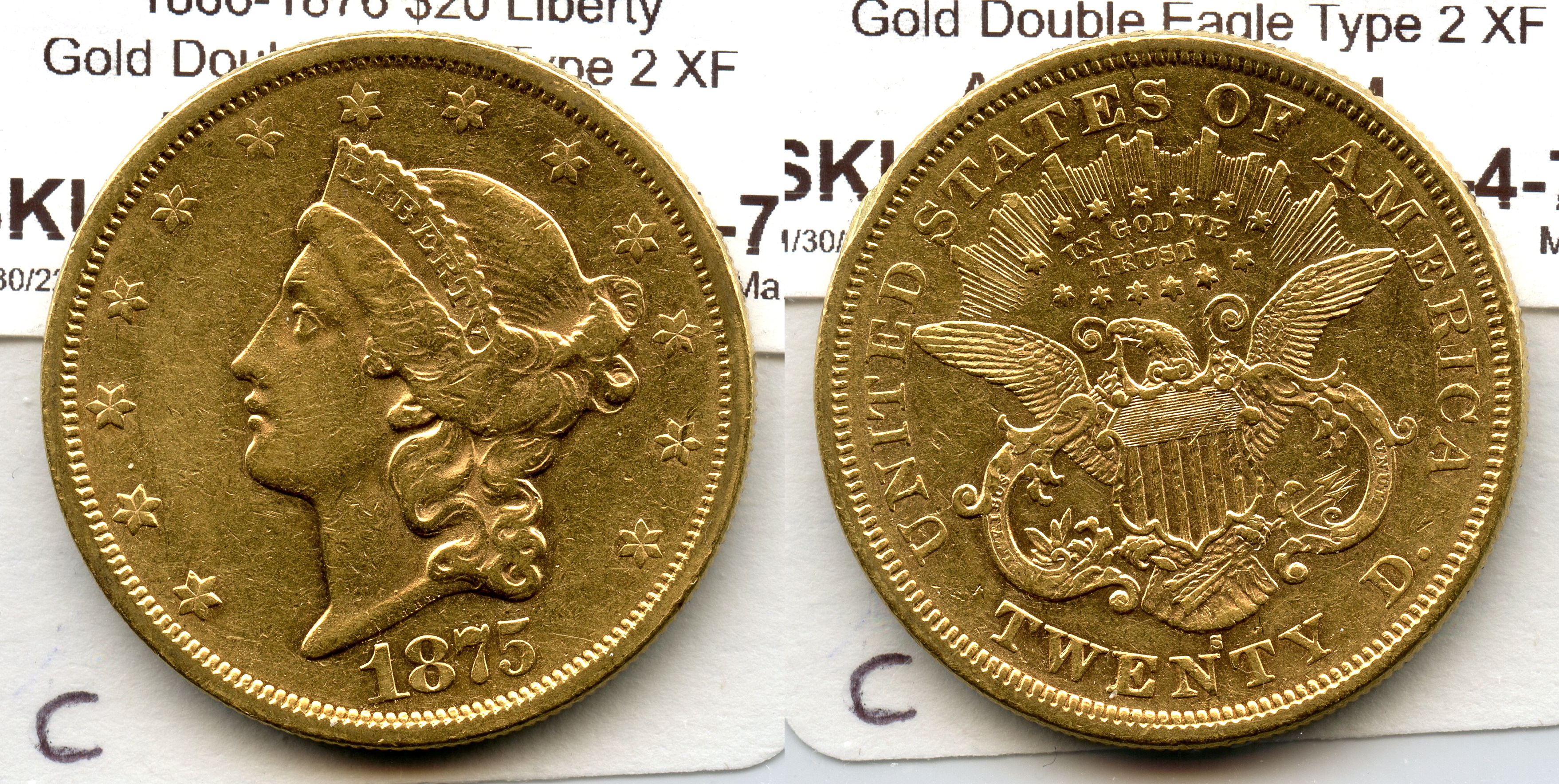 1875-S Liberty Head $20.00 Gold Double Eagle EF-40 #c large