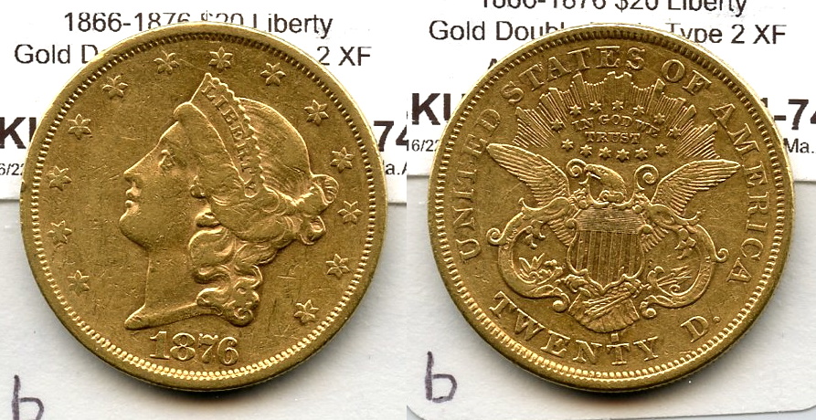 1876-S Liberty Head $20.00 Gold Double Eagle EF-40 #b