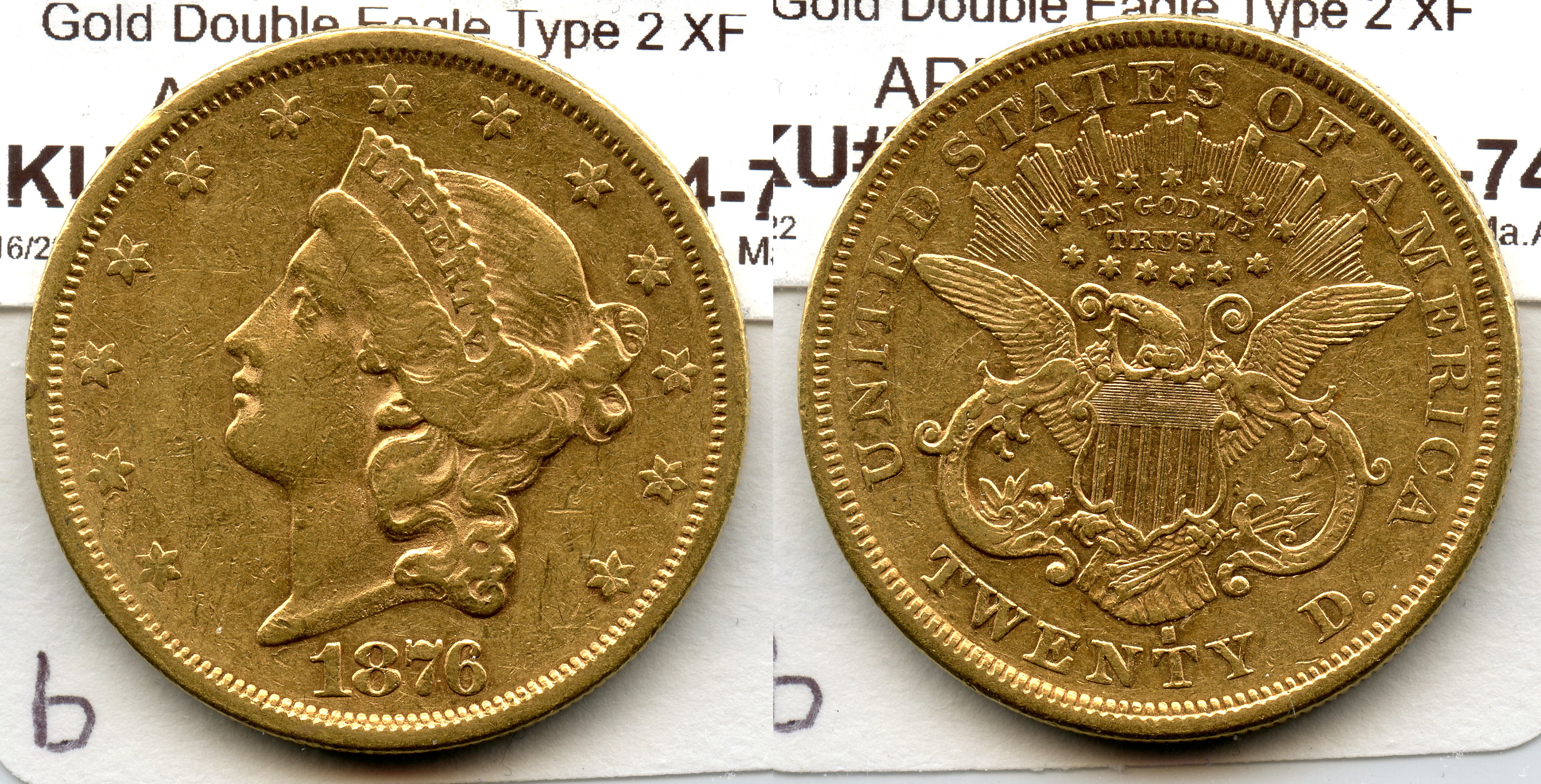 1876-S Liberty Head $20.00 Gold Double Eagle EF-40 #b large