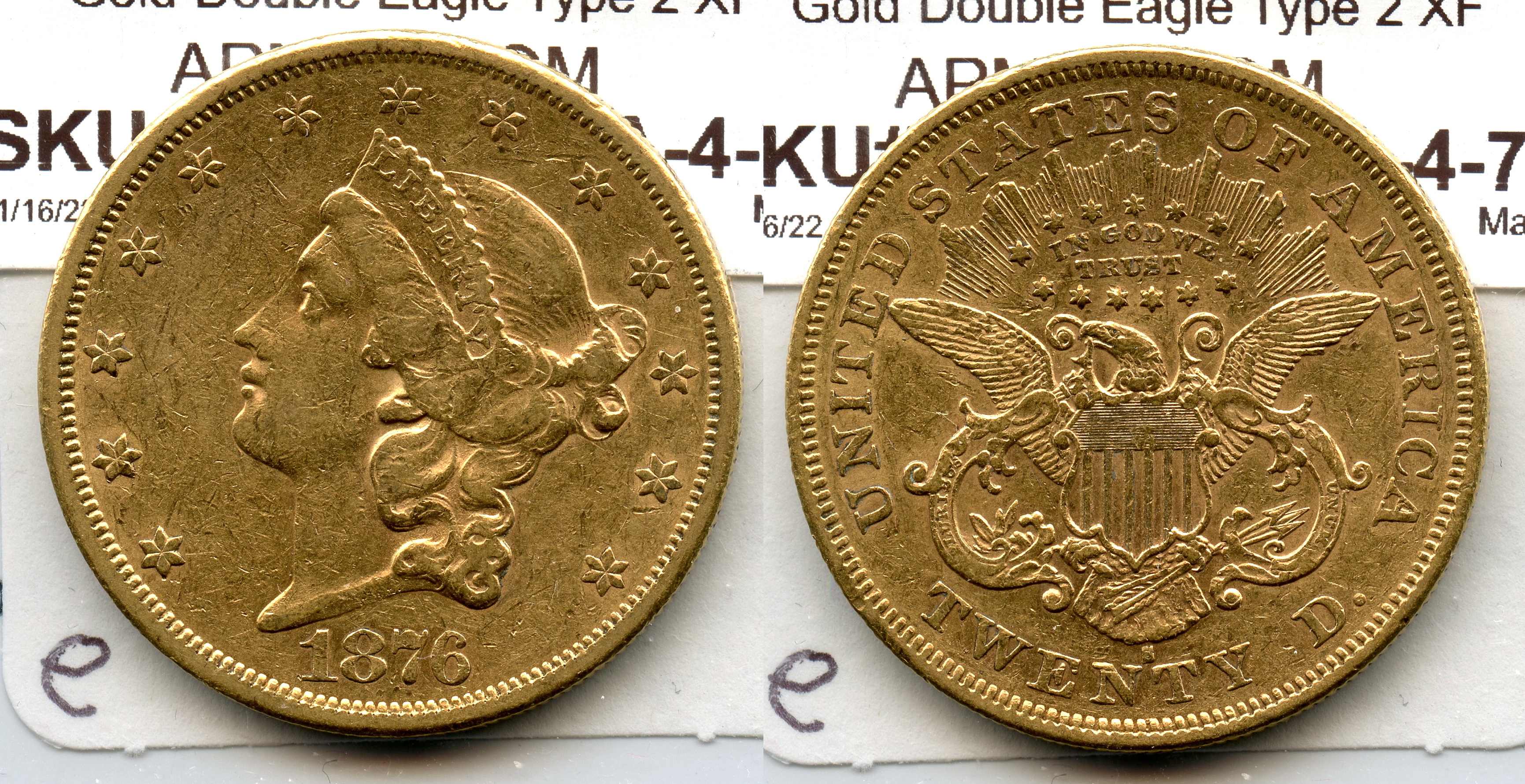 1876-S Liberty Head $20.00 Gold Double Eagle EF-40 #e large