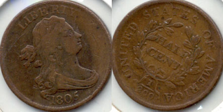 1805 Draped Bust Half Cent Fine-12