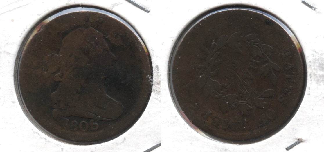 1806 Draped Bust Half Cent AG-3 Reverse Marks