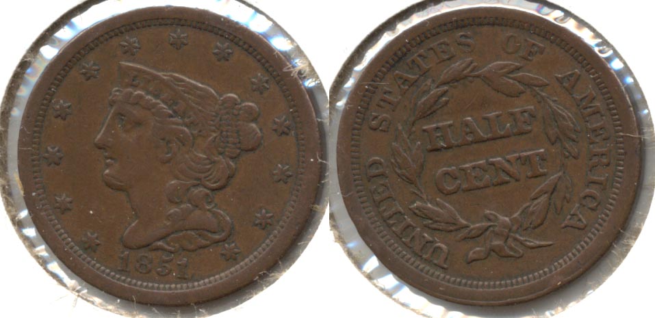 1851 Coronet Half Cent EF-40