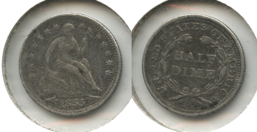 1855 Seated Liberty Half Dime Fine-12 #a Lightly Porous