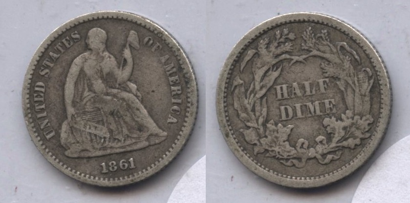 1861 Seated Liberty Half Dime Fine-12 #b