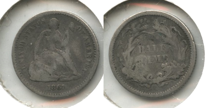 1861 Seated Liberty Half Dime VG-8 #a Old Bump