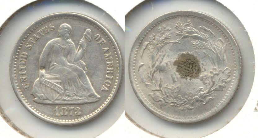 1873-S Seated Liberty Half Dime EF-40 Reverse Solder